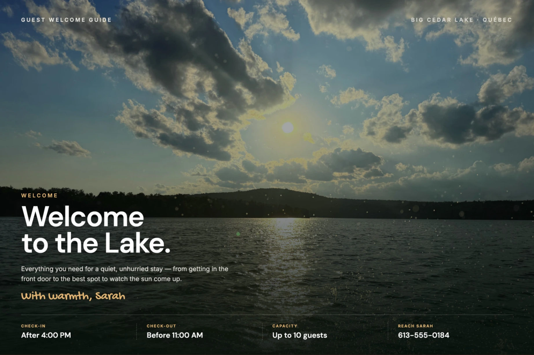 Welcome guide example